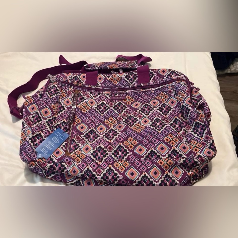 Vera Bradley Purple and Pink Quilted Travel Bag